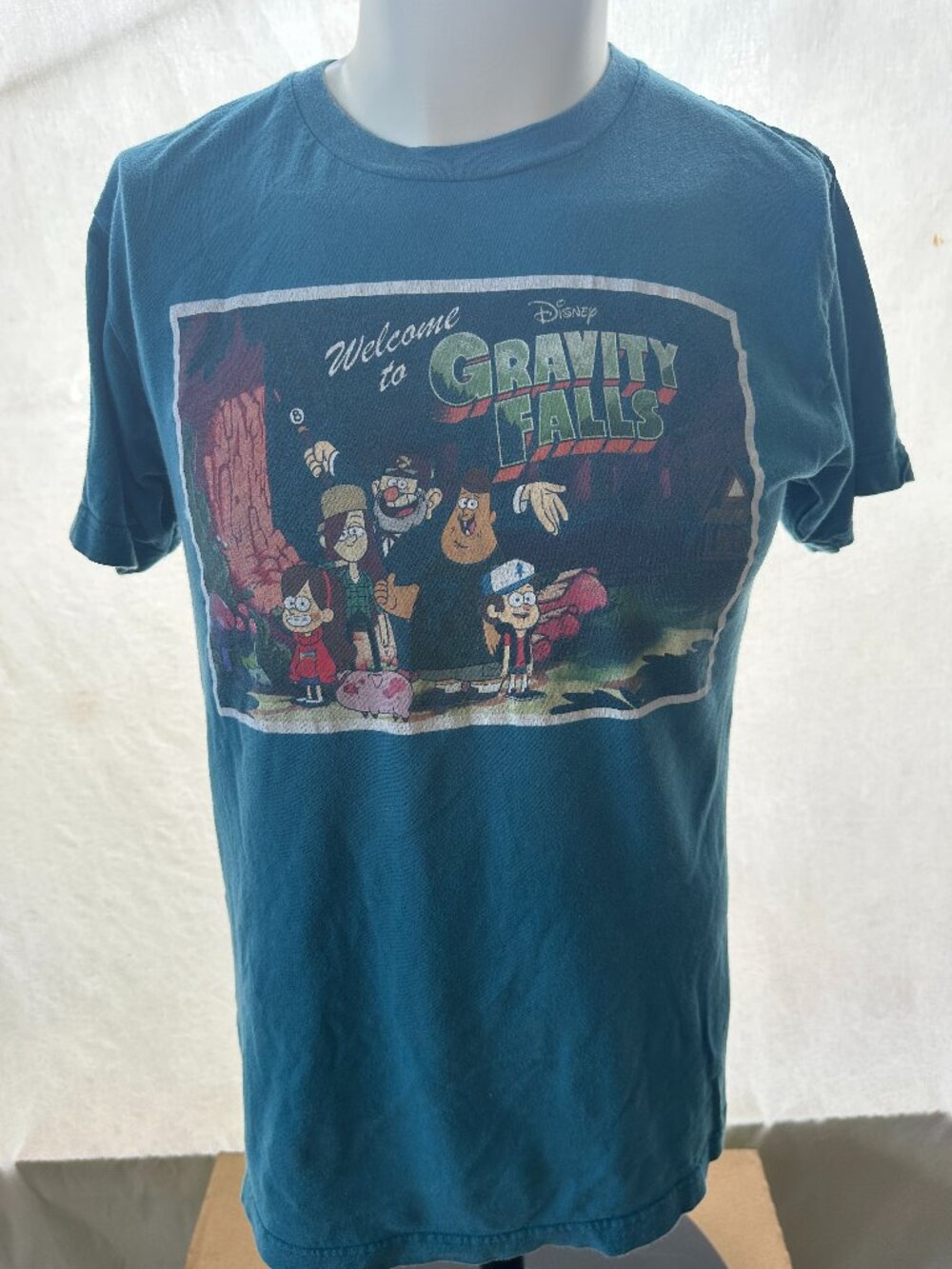 Gravity Falls Twins Dipper Mabel Pines Box Lunch Disney Men's Blue T Shirt Size